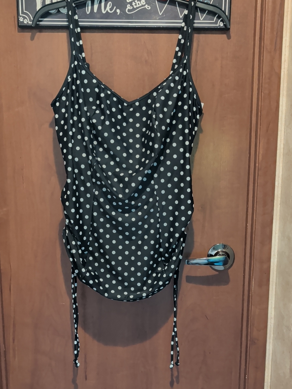 Panache Black with White Polka Dot Swim Tankini 34FF